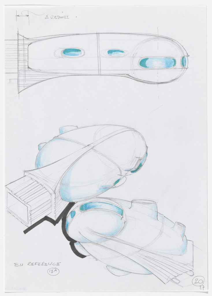 Urban Proposal with Multi Thin-Shell Capsules, project (Elevation and perspective sketches)