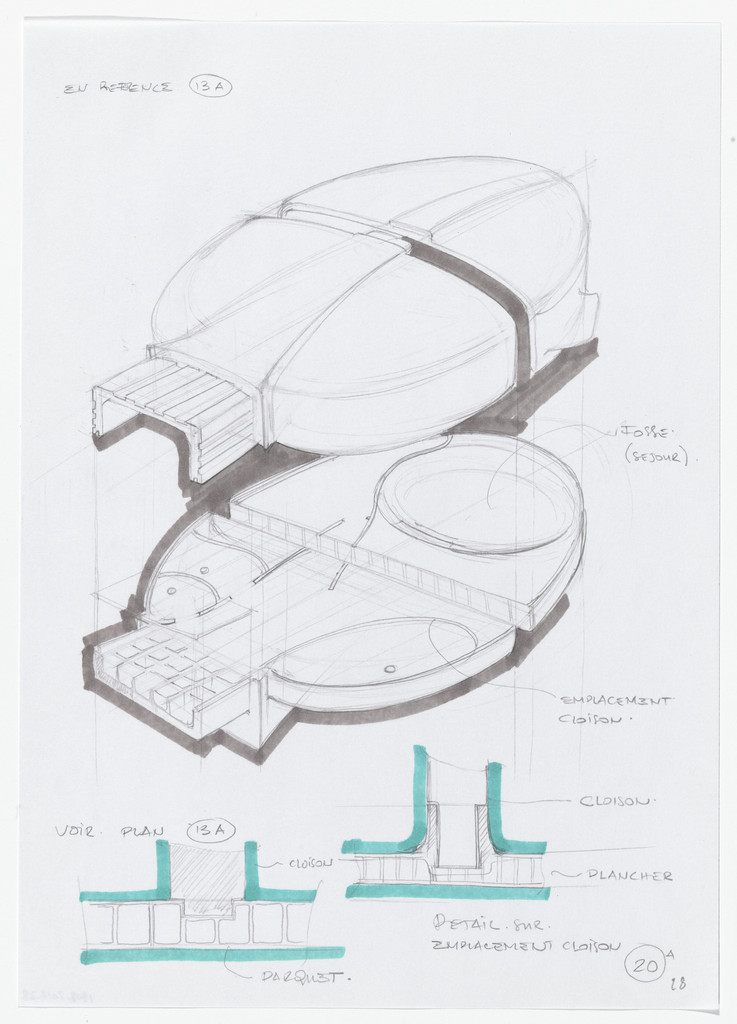 Urban Proposal with Multi Thin-Shell Capsules, project (Exterior and interior perspective sketches)