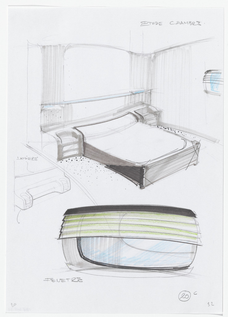 Urban Proposal with Multi Thin-Shell Capsules, project (Interior perspective and detail sketches)