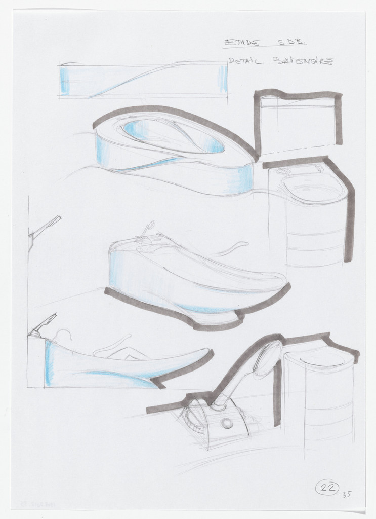 Urban Proposal with Multi Thin-Shell Capsules, project (Detail sketches), Daniel Grataloup, 1970