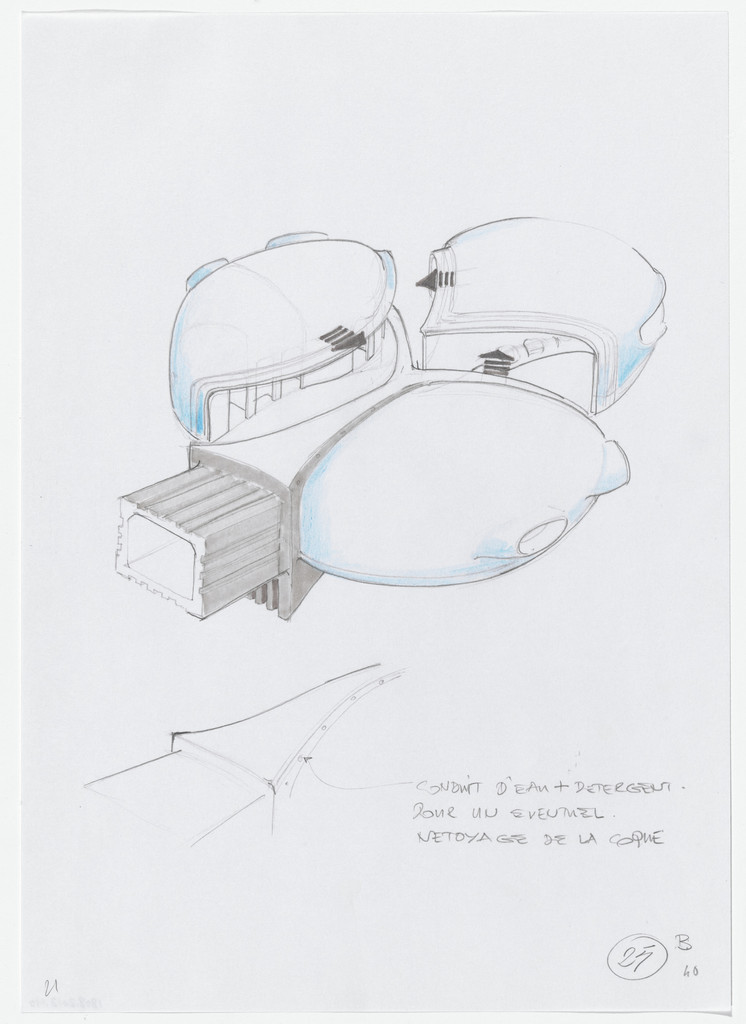 Urban Proposal with Multi Thin-Shell Capsules, project (Exterior perspective and detail sketches)