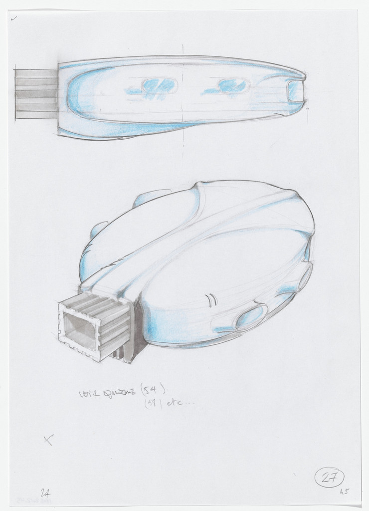 Urban Proposal with Multi Thin-Shell Capsules, project (Elevation and exterior perspective sketches)