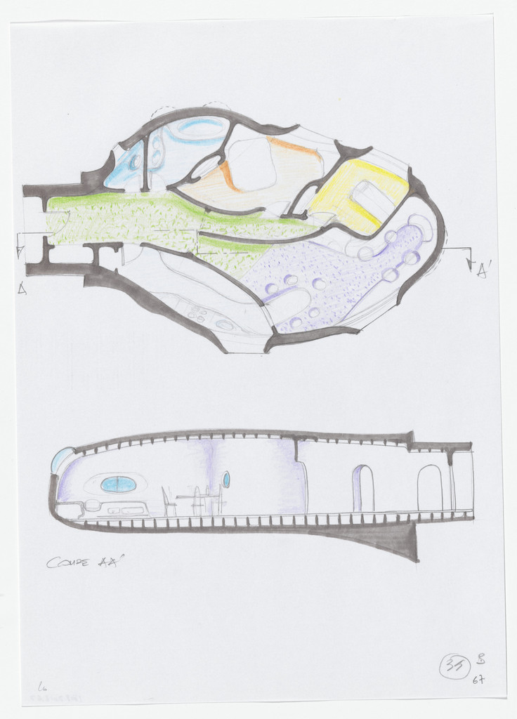 Urban Proposal with Multi Thin-Shell Capsules, project (Plan and elevation sketches)