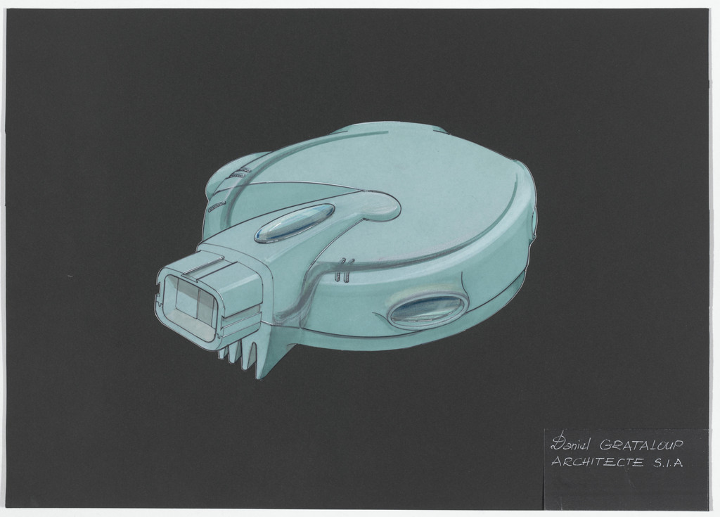 Urban Proposal with Multi Thin-Shell Capsules, project (Exterior perspective), Daniel Grataloup, 1970-1996