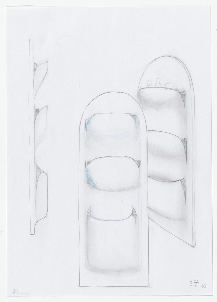Urban Proposal with Multi Thin-Shell Capsules, project (Detail sketches), Daniel Grataloup, 1970