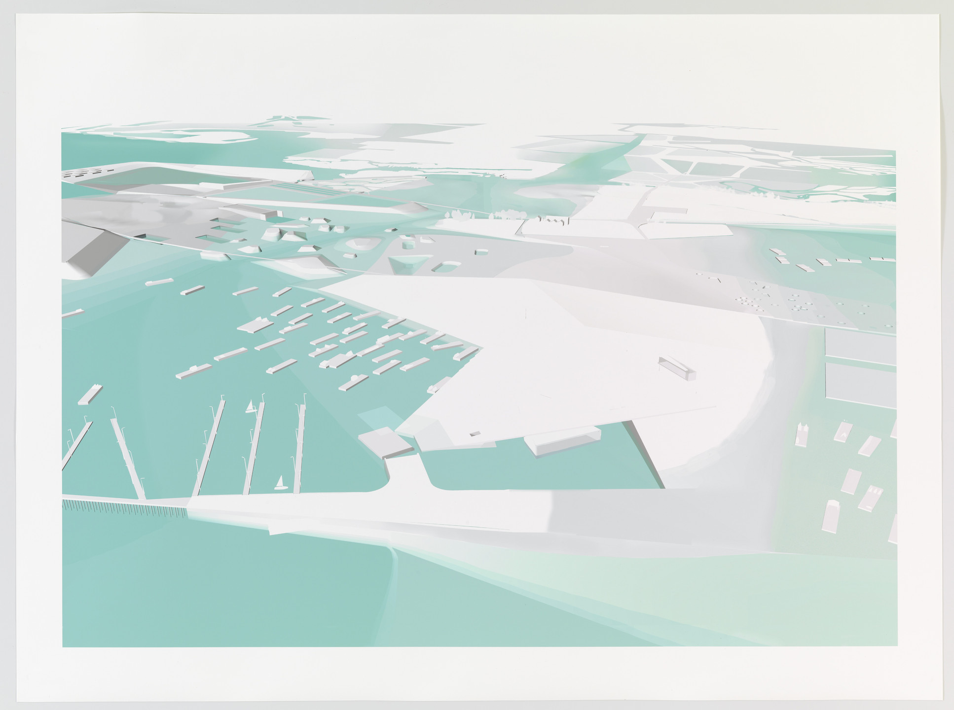 Paul Lewis, Marc Tsurumaki, David J. Lewis. Amphitheater, Water Proving Ground Project, Liberty State Park, NJ, Aerial perspective. 2010