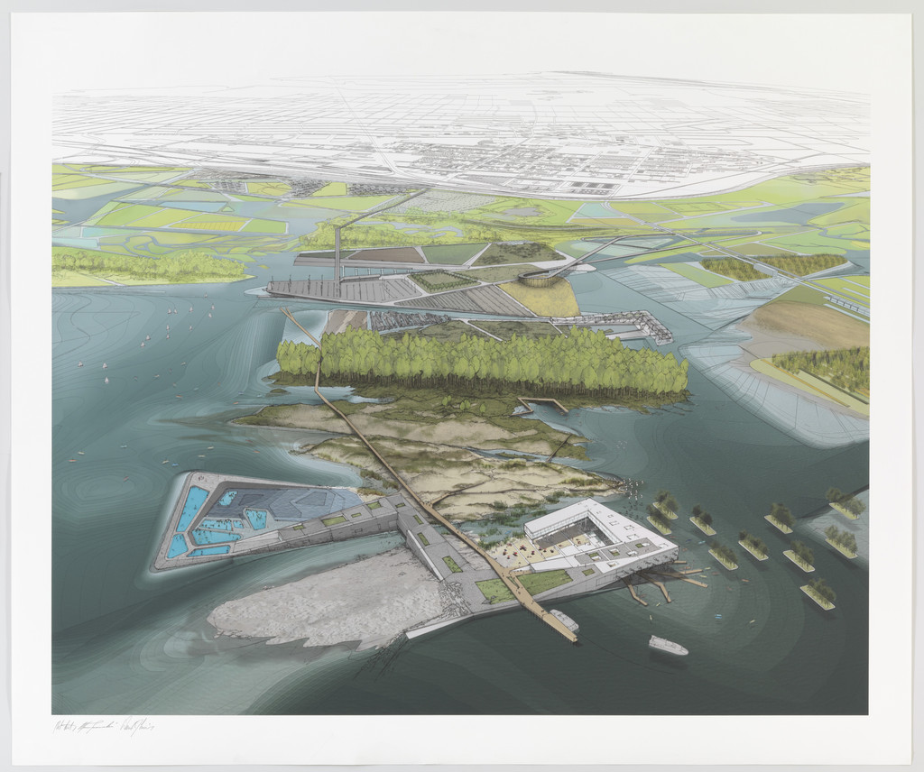 Water Lodge, Water Proving Ground Project, Liberty State Park, NJ (Aerial perspective)