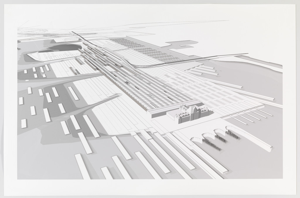 Regional Produce Market, Water Proving Ground Project, Liberty State Park, NJ (Aerial perspective)