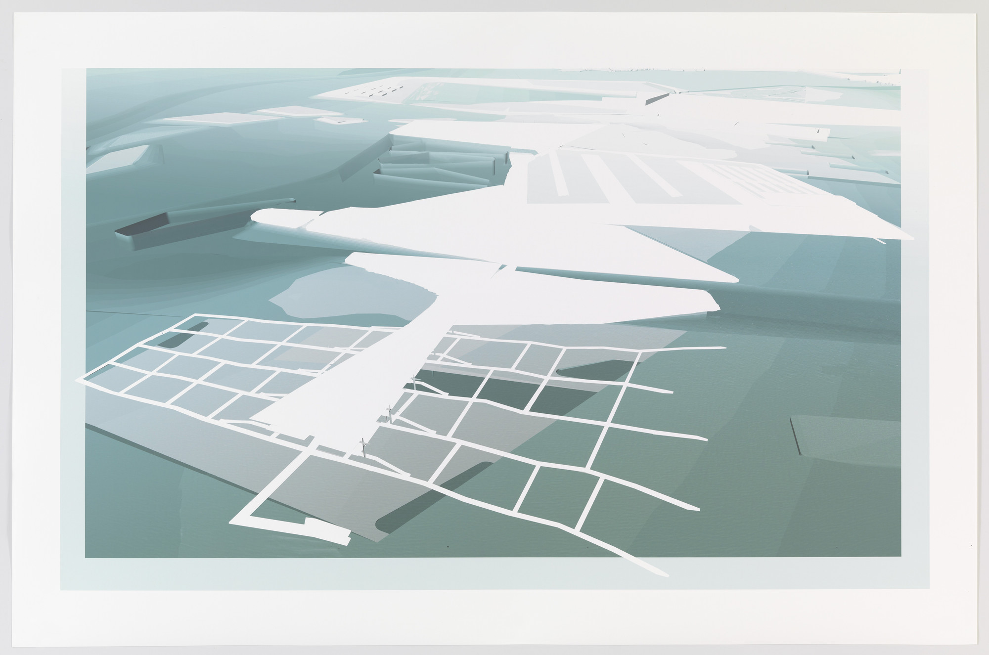 Paul Lewis, Marc Tsurumaki, David J. Lewis. Aquaculture Research and Development Center, Water Proving Ground Project, Liberty State Park, NJ (Aerial perspective). 2010