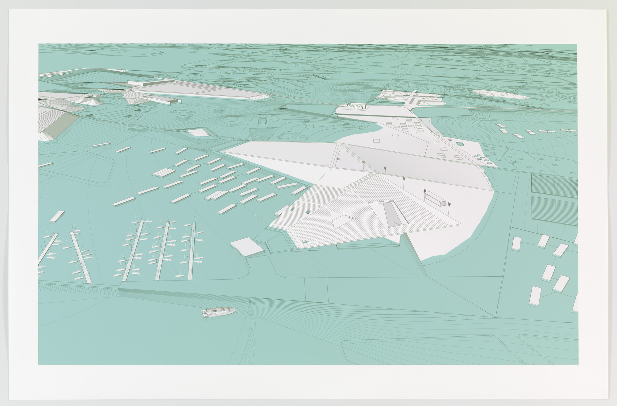 Paul Lewis, Marc Tsurumaki, David J. Lewis. Amphitheater, Water Proving Ground Project, Liberty State Park, NJ (Aerial perspective). 2010