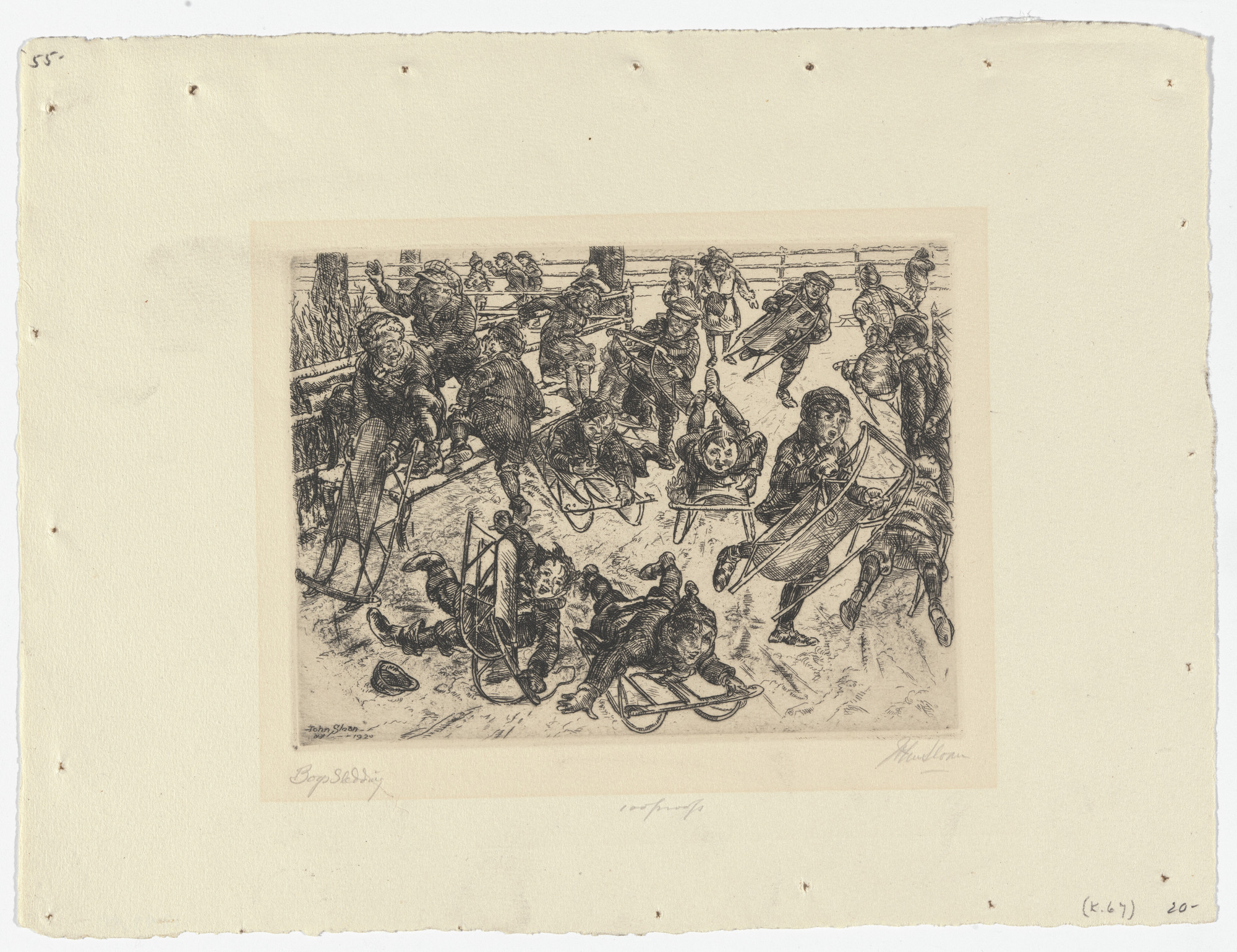 John Sloan. Boys Sledding