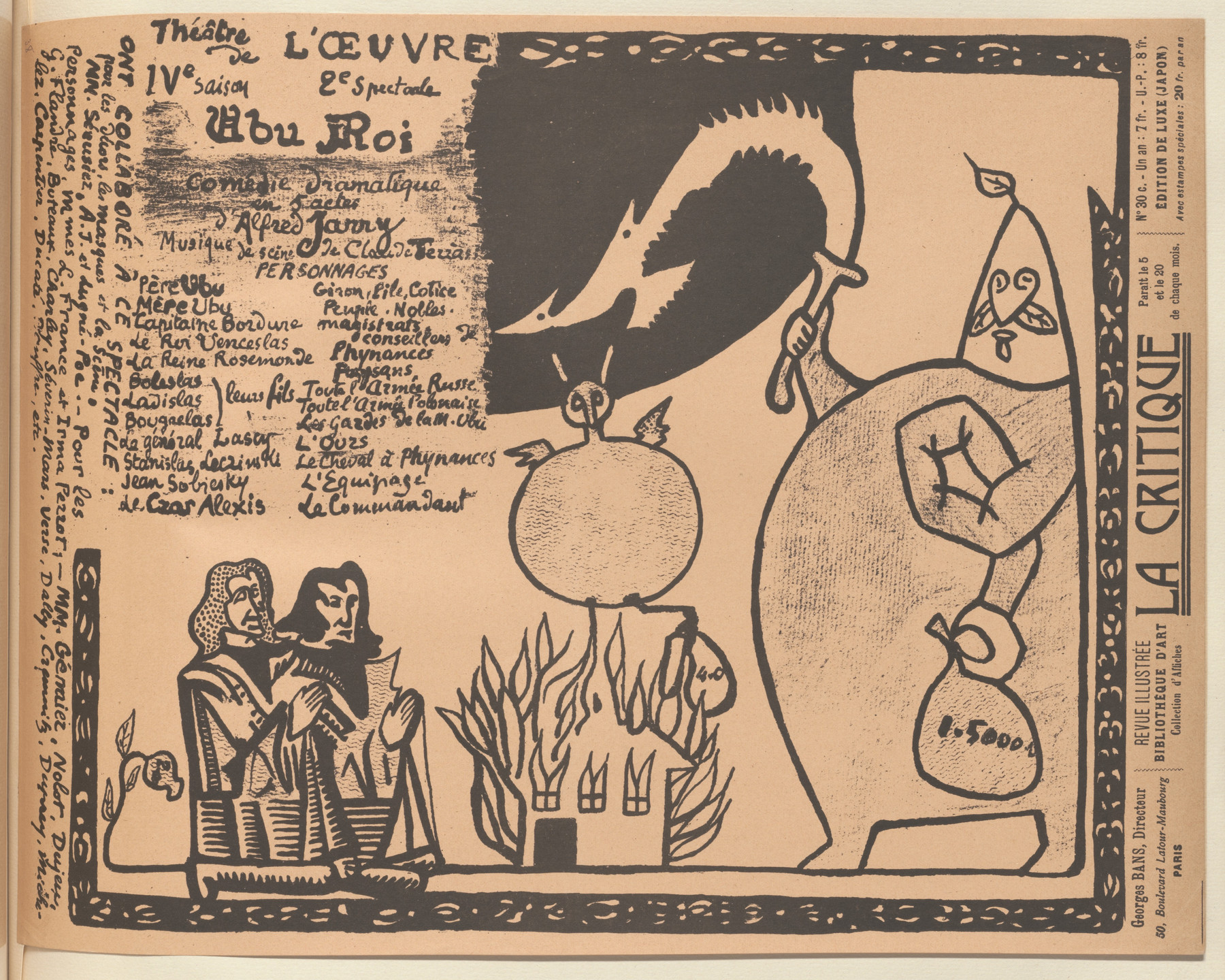 Alfred Jarry. Program for King Ubu (Ubu roi) from The Beraldi Album of Theatre Programs. 1896