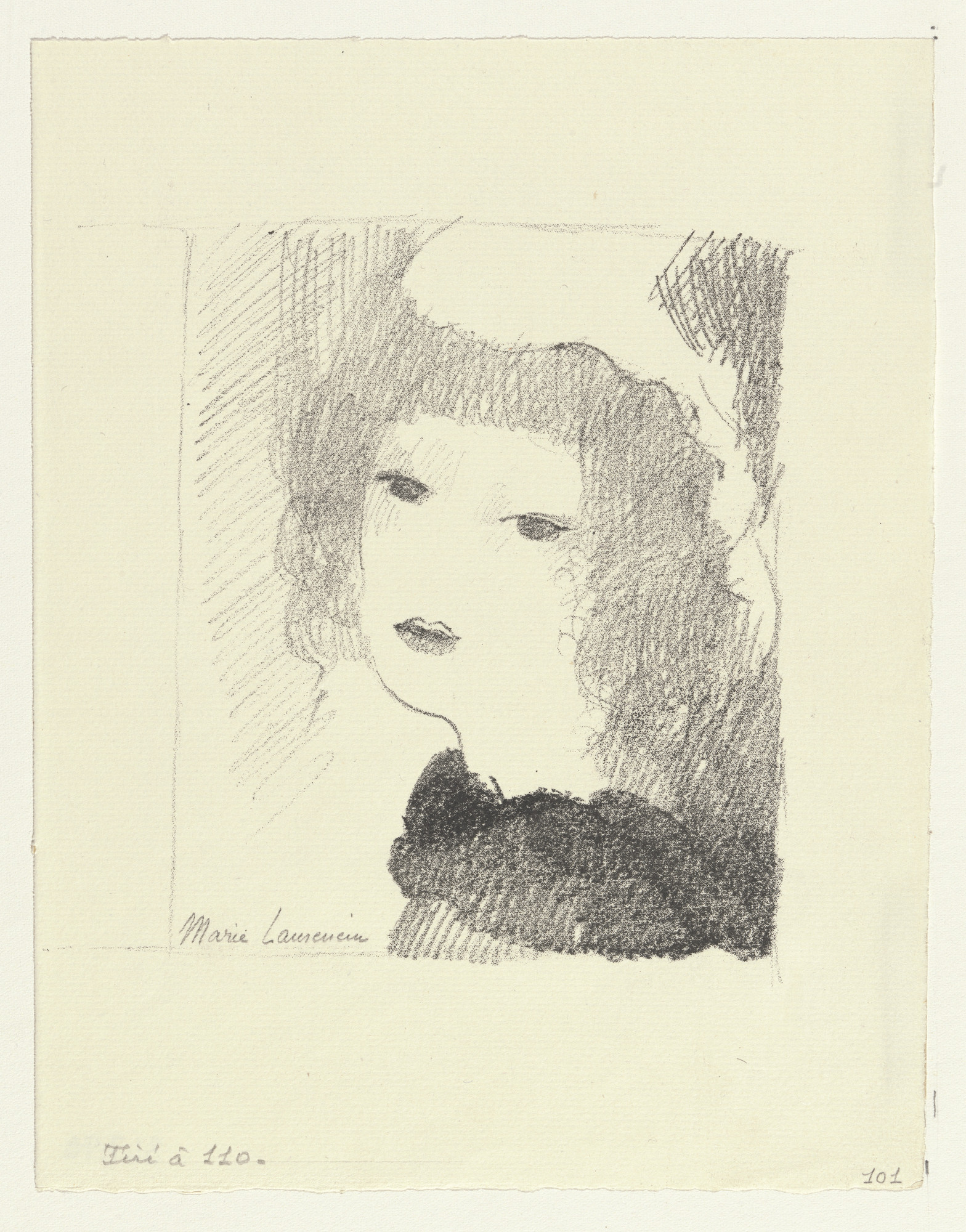 Marie Laurencin. Head of a Woman with a Black Collar ( Tête de femme au col noir )