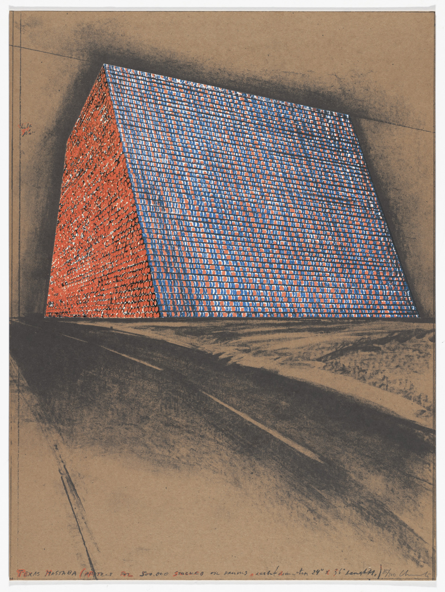 Christo. Texas Mastaba, Project for 500,000 Stacked Oil Drums from America: The Third Century