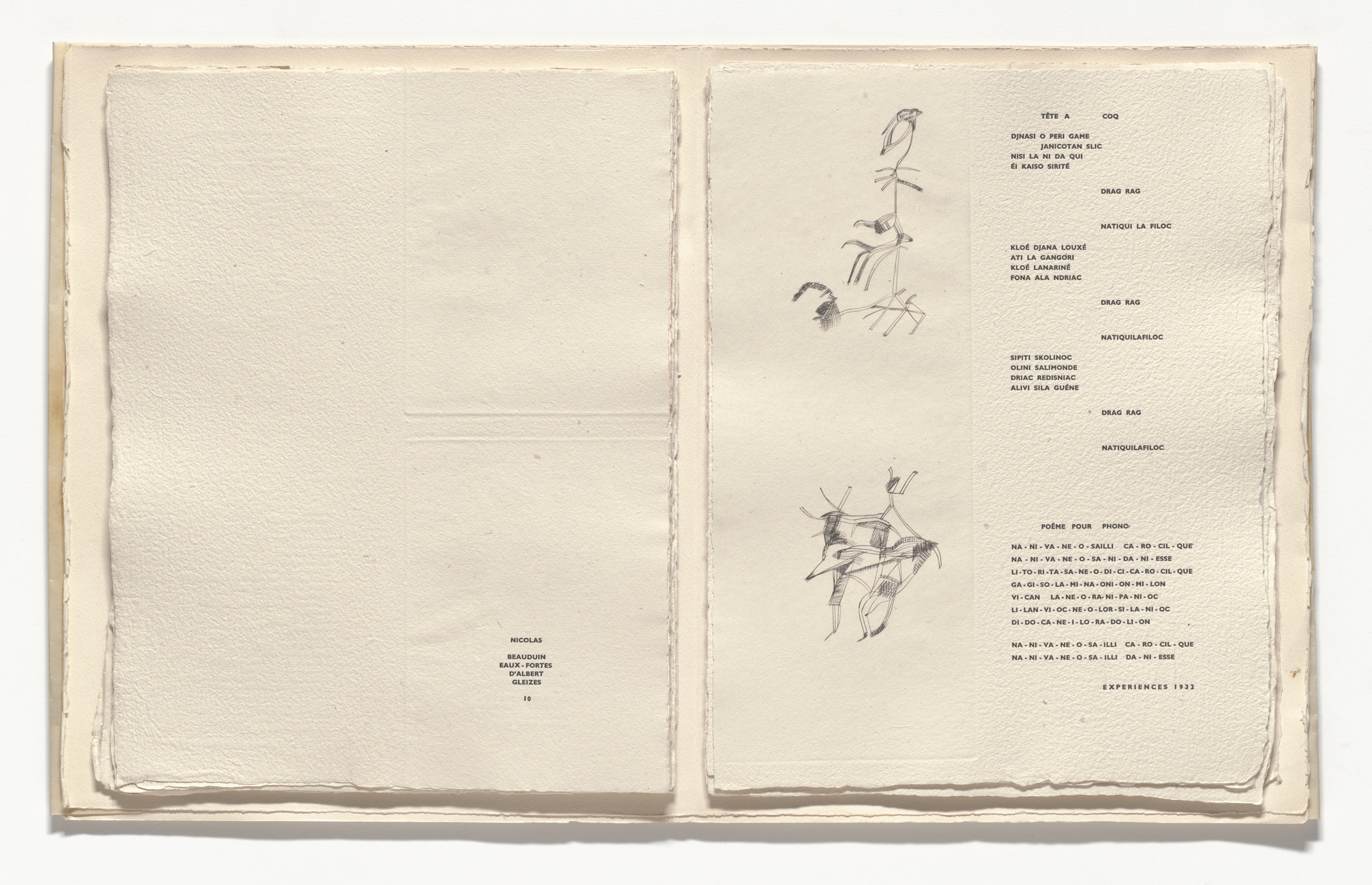 Camille Bryen. In-text plate (folio 11) from Poésie de mots inconnus. 1949