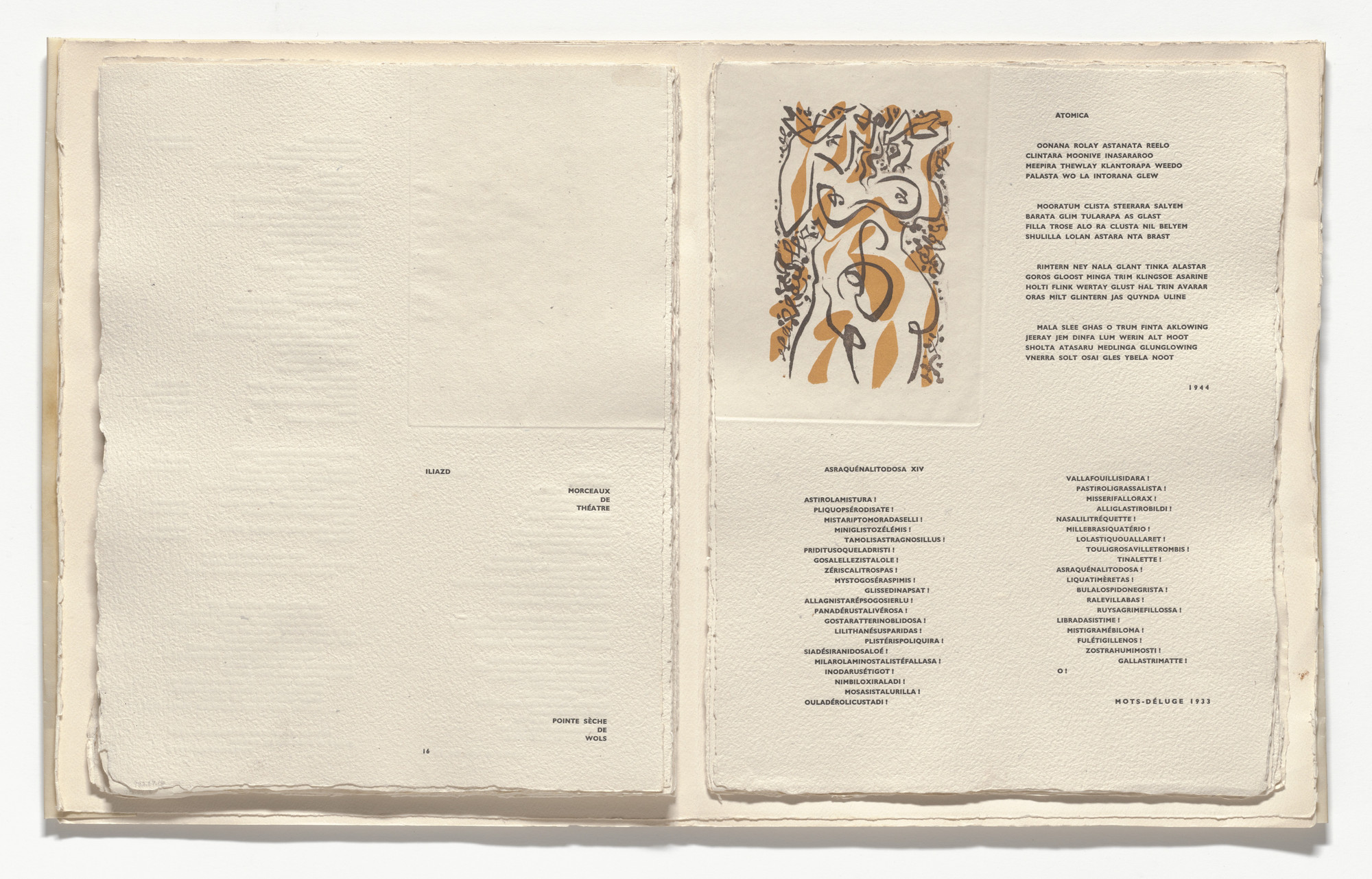 André Masson. Standing Woman (in-text plate, folio 17) from Poèsie de mots inconnus. 1949