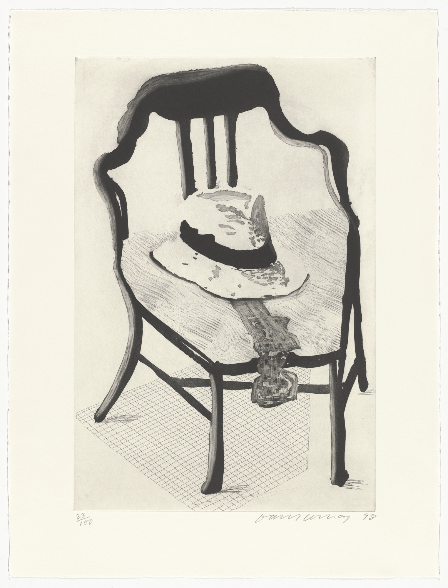 David Hockney. Panama Hat with a Bow Tie on a Chair from The Geldzahler Portfolio