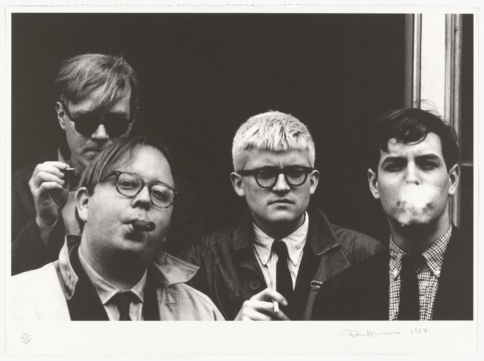 Andy Warhol, David Hockney, Henry Geldzahler and Jeff Goodman from