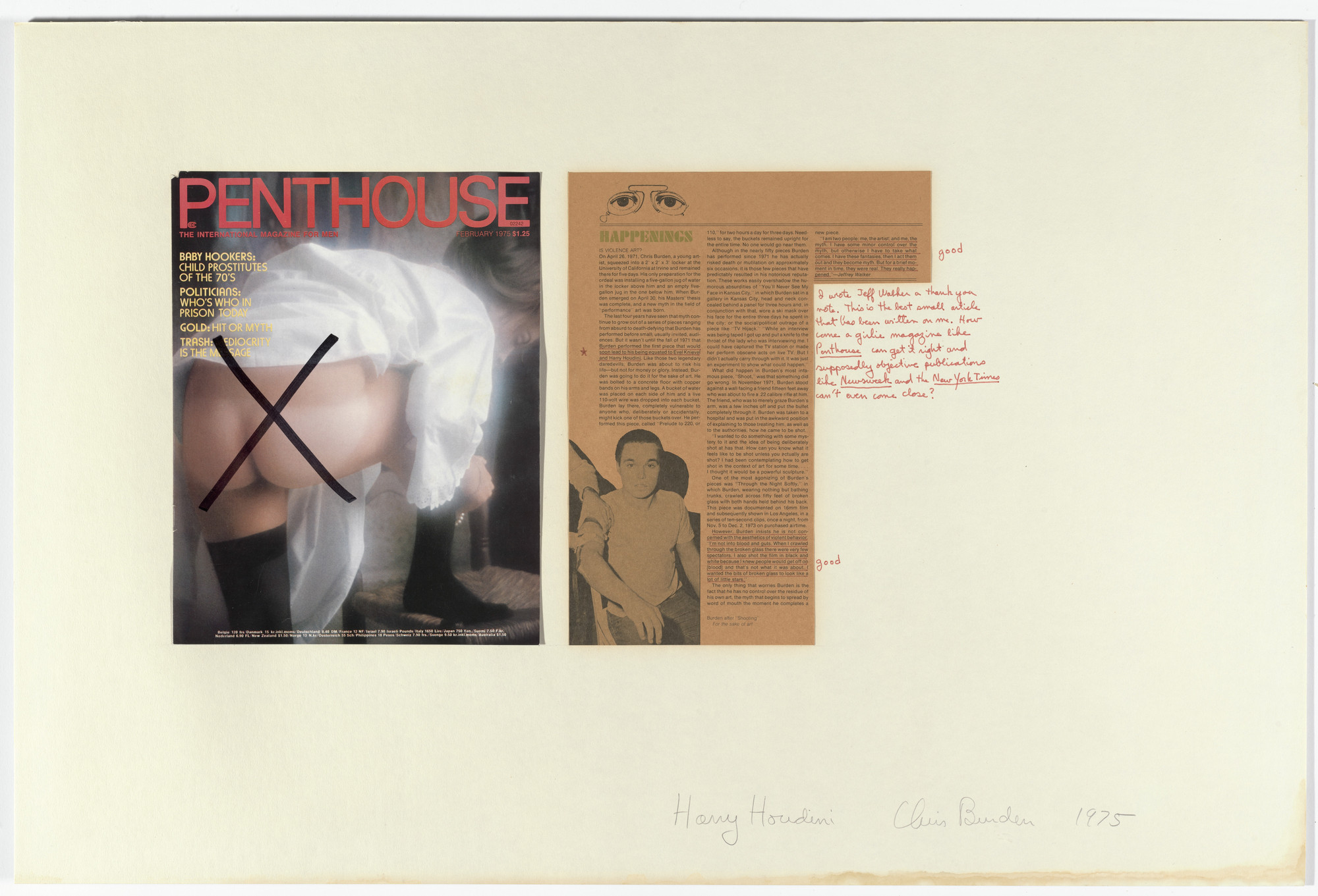 Chris Burden. Harry Houdini. 1975