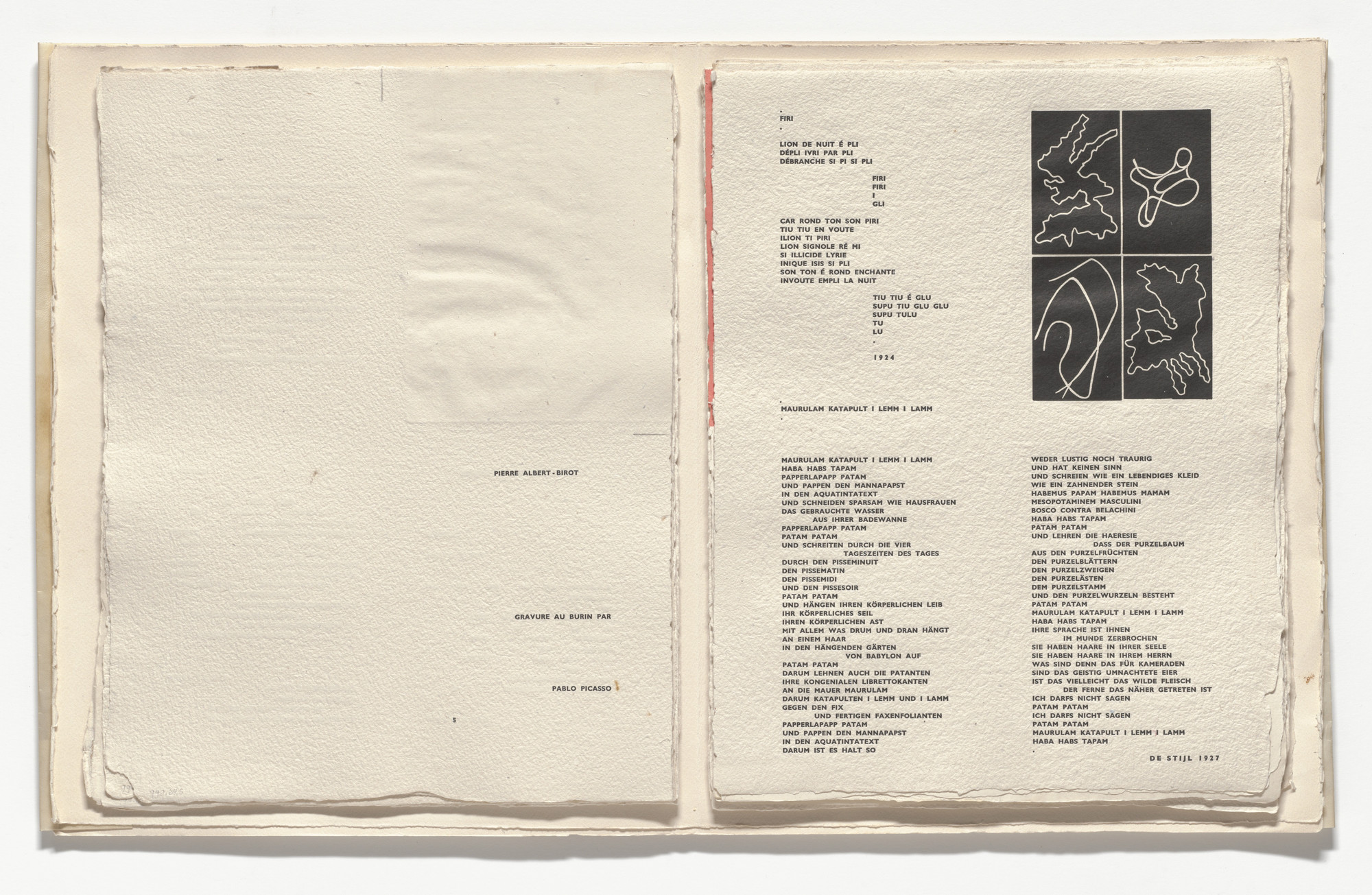 Jean (Hans) Arp, Camille Bryen. In-text plate (folio 6) from Poésie de mots inconnus. 1949