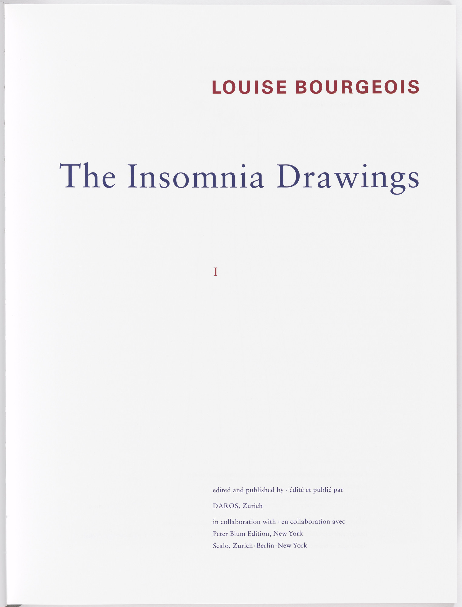 Louise Bourgeois. Insomnia, frontispiece, from the illustrated