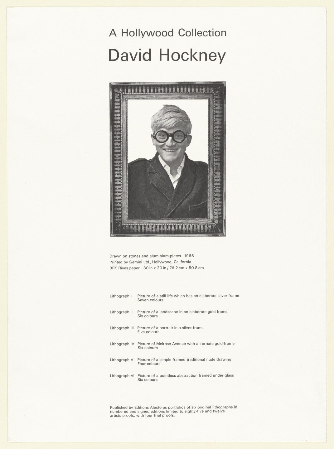 David Hockney. Colophon from A Hollywood Collection. 1965
