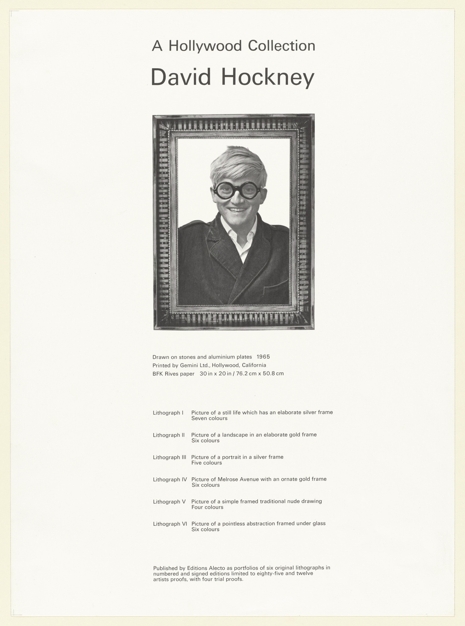 David Hockney. Colophon from A Hollywood Collection