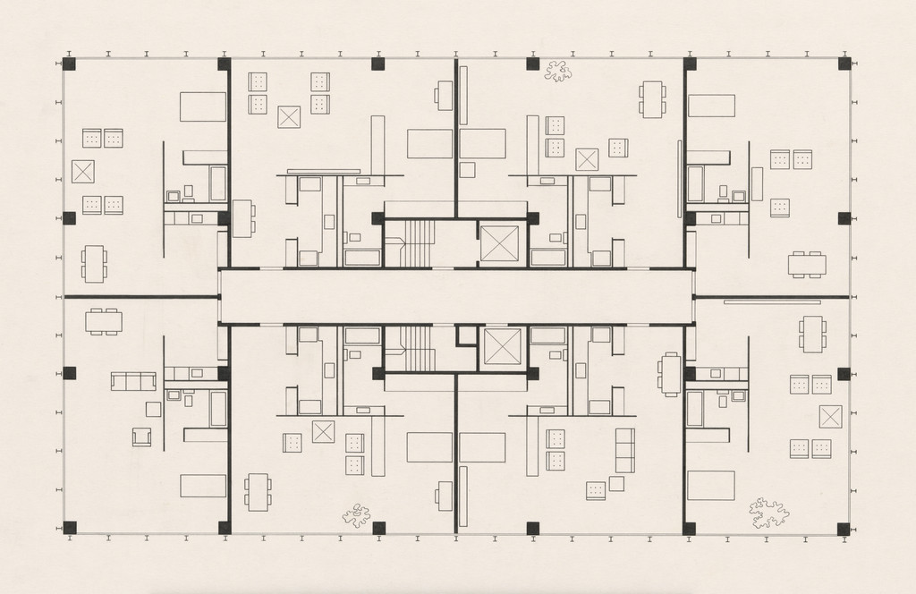 860/880 Lake Shore Drive Apartment Building, Chicago, Illinois, Structural details.  Horizontal sections