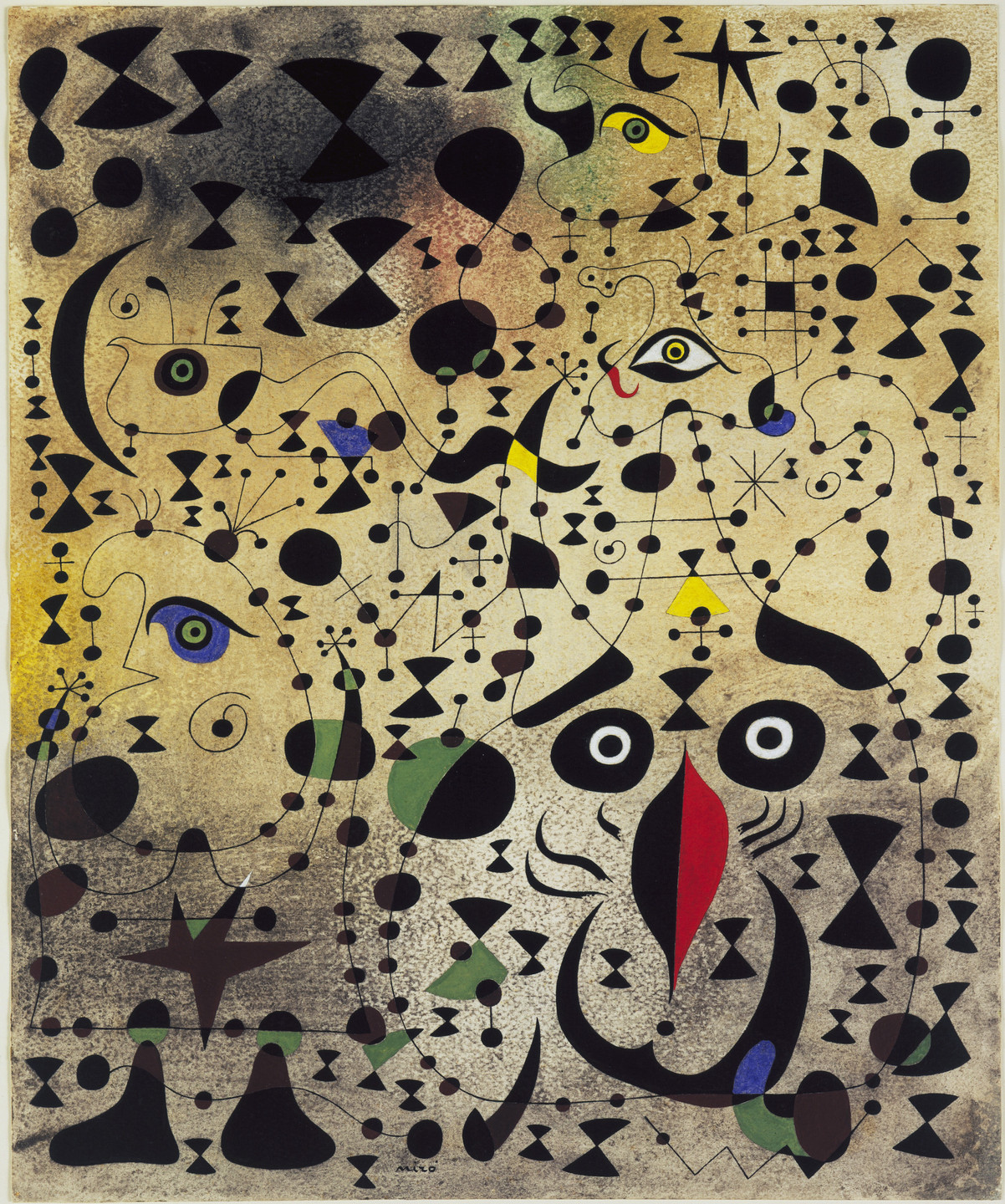 Joan Miro The Beautiful Bird Revealing The Unknown To A Pair Of Lovers Le Bel Oiseau Dechiffrant L Inconnu Au Couple D Amoureux From The Constellation Series 1941 Moma
