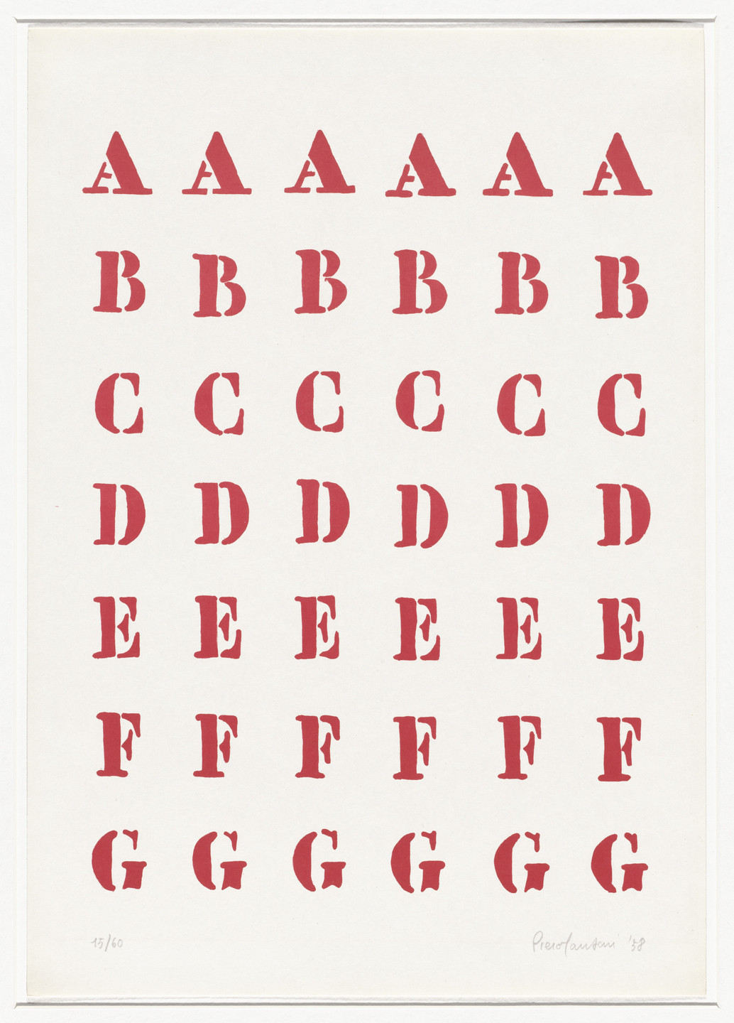 Piero Manzoni. 8 Works of Verification (8 Tavole di accertamento) Alphabet from 8 Works of Verification (8 Tavole di accertamento). 1958, published 1962