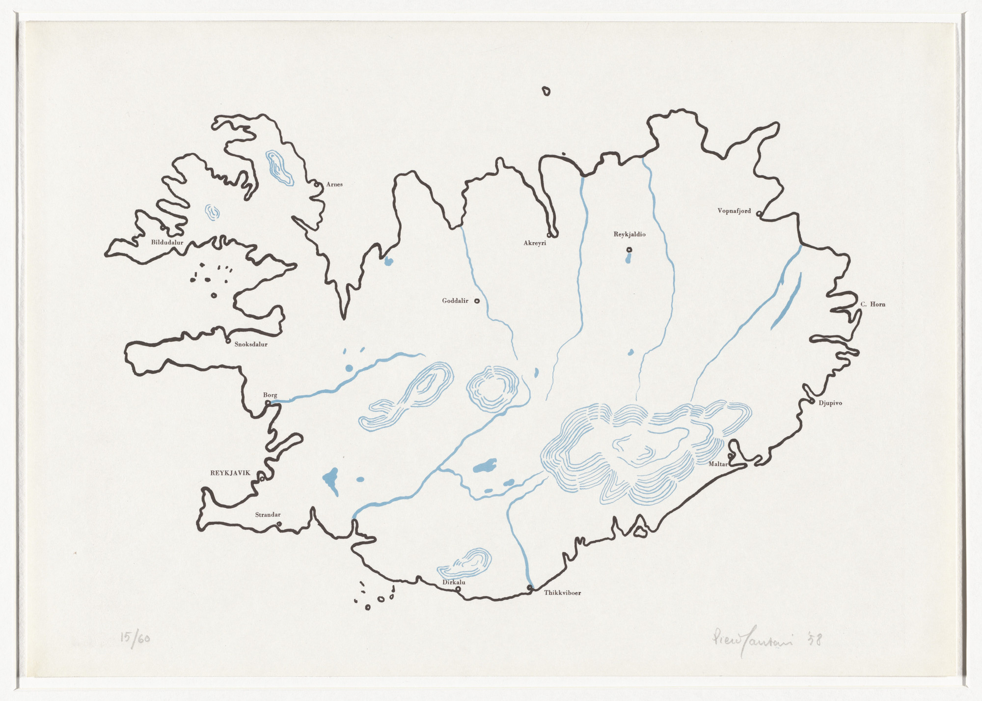 Piero Manzoni. Iceland (Islanda) from 8 Works of Verification (8 Tavole di accertamento). 1958, published 1962