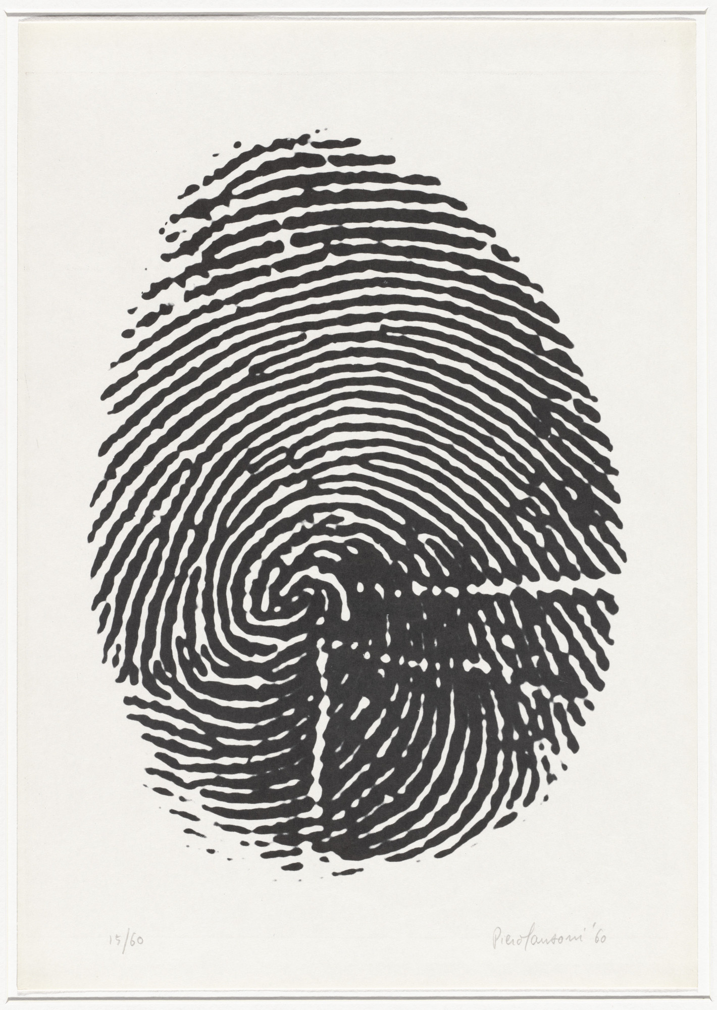 Piero Manzoni. Left thumbprint ( Impronta pollice sinistro ) from 8 Works of Verification ( 8 Tavole di accertamento )