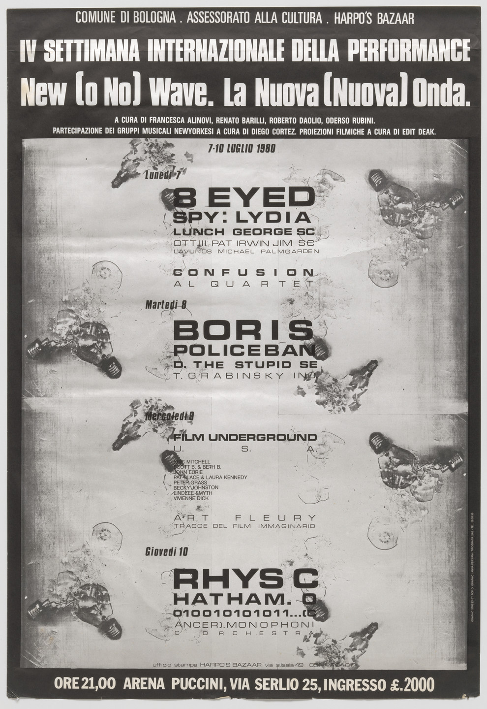 Top O'Graphic, Anna Persiani. Poster for No Wave Festival in Bologna. 1980