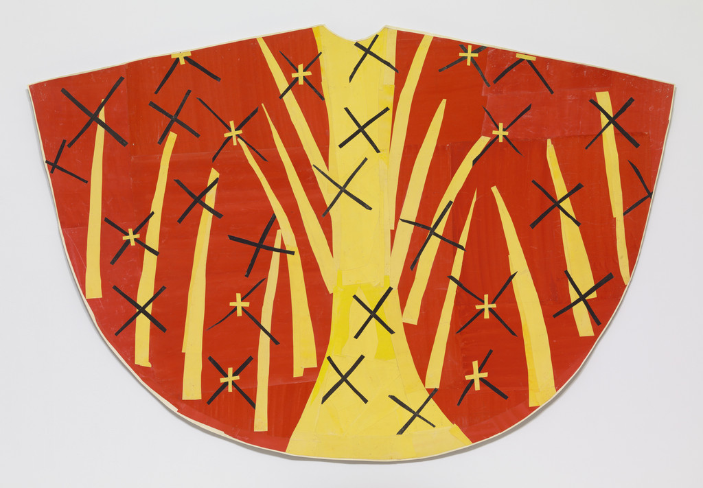Maquette for red chasuble (back) from a set of red and yellow liturgical vestments designed for the Chapel of the Rosary of the Dominican Nuns of Vence
