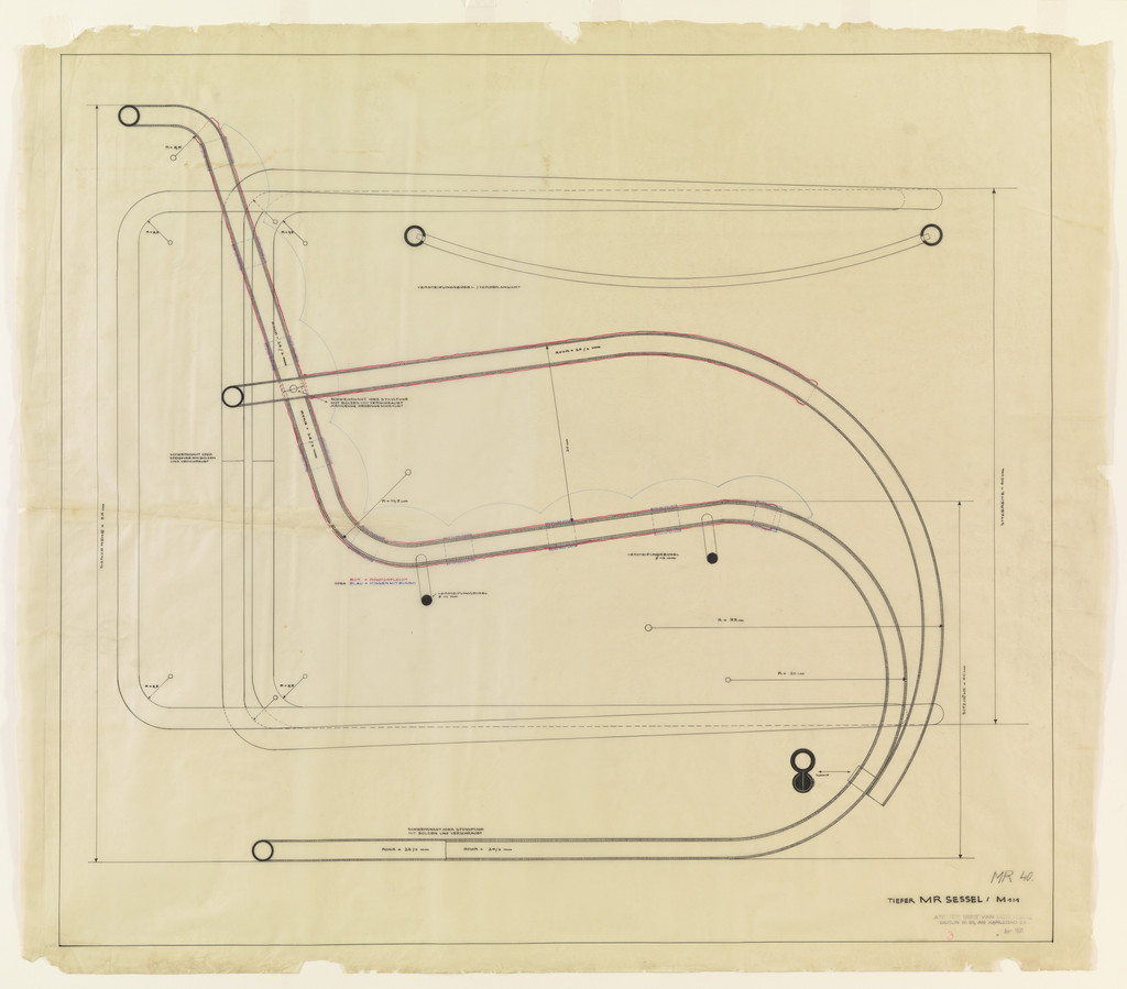 Armchair (Side elevation, plan, detail sections)