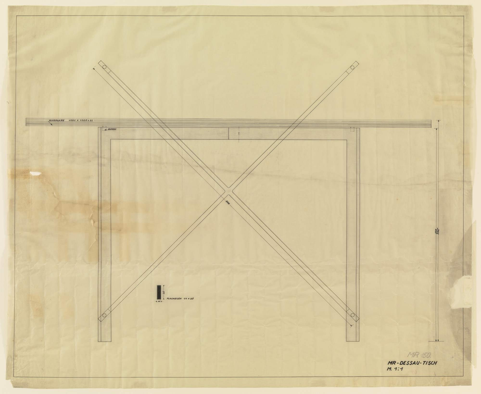 Ludwig Mies van der Rohe. Glass table