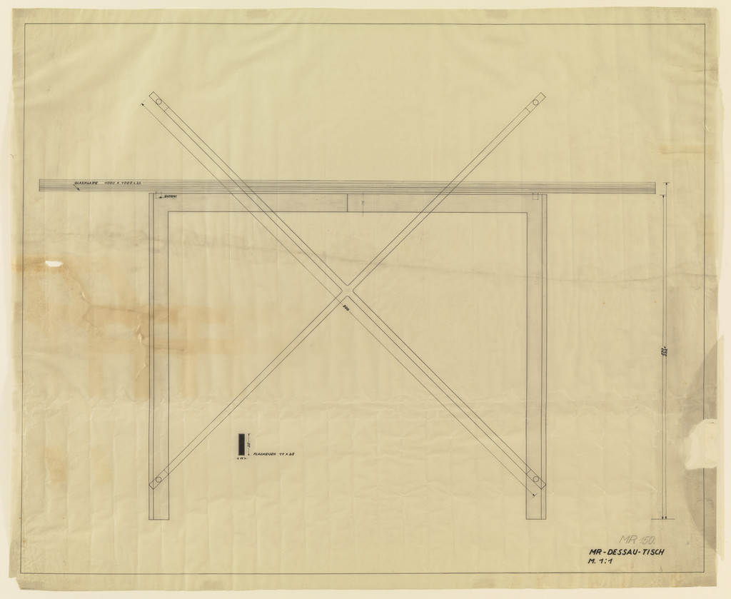 Glass table (Plan and elevation)