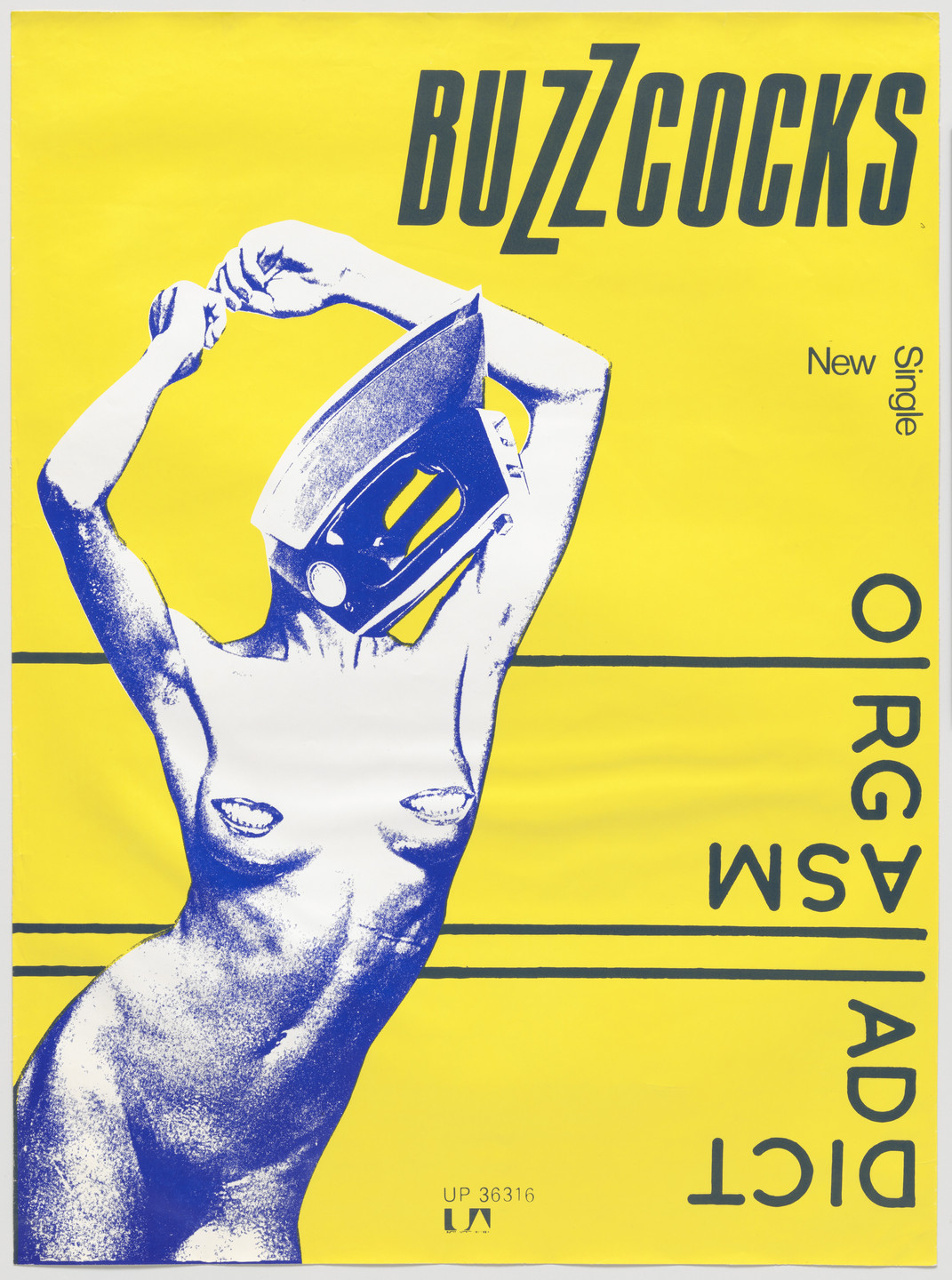 Linder [Linda Sterling], Malcolm Garrett. Buzzcocks, Orgasm Addict (Poster for single distributed by United Artist Records, London). 1977
