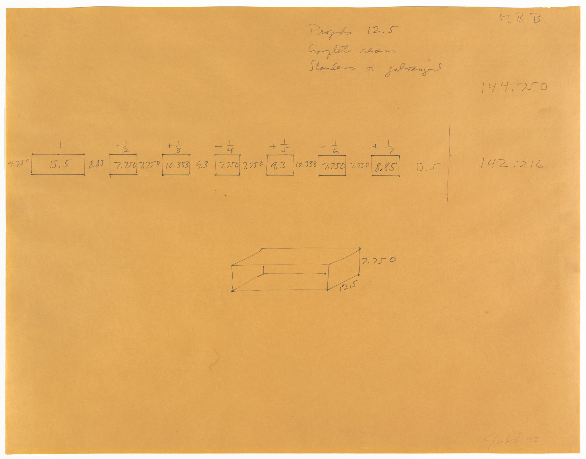 Donald Judd. Drawing for Untitled 1973 Structure