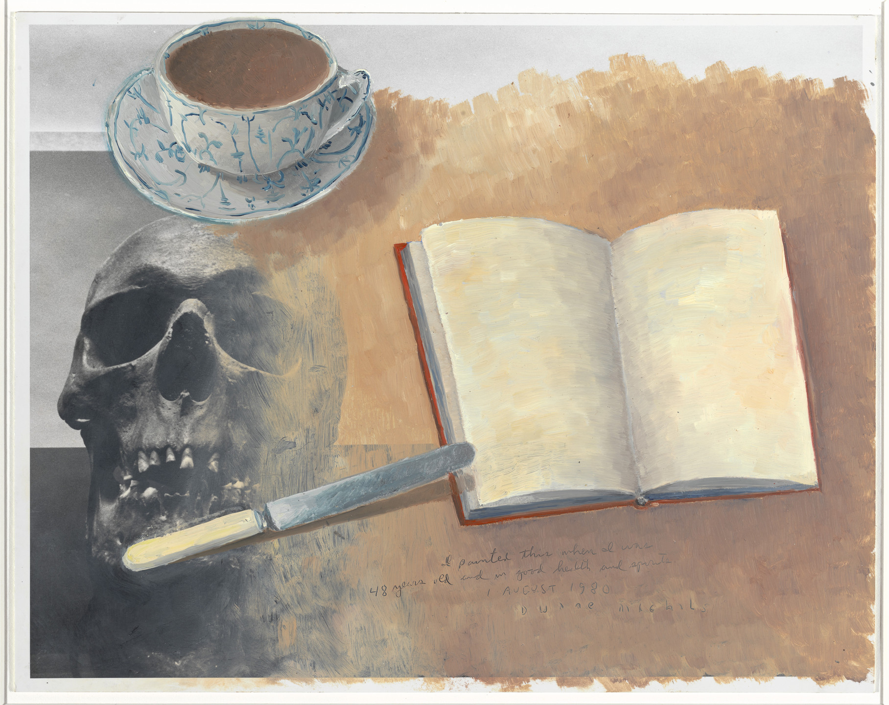 Duane Michals. Coffee Cup, Knife and Book. 1980