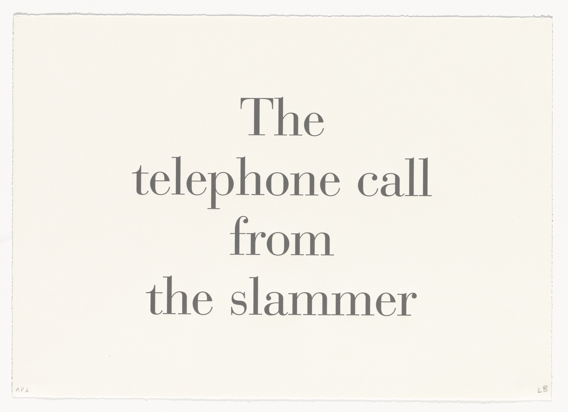 Louise Bourgeois. The Telephone Call from the Slammer, no. 1 of 9, from the series, What Is the Shape of This Problem?. 1999