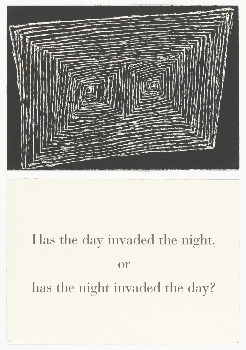 Louise Bourgeois. Has the Day Invaded the Night, or Has the Night Invaded the Day?, no. 5 of 9, from the series, What Is the Shape of This Problem?. 1999