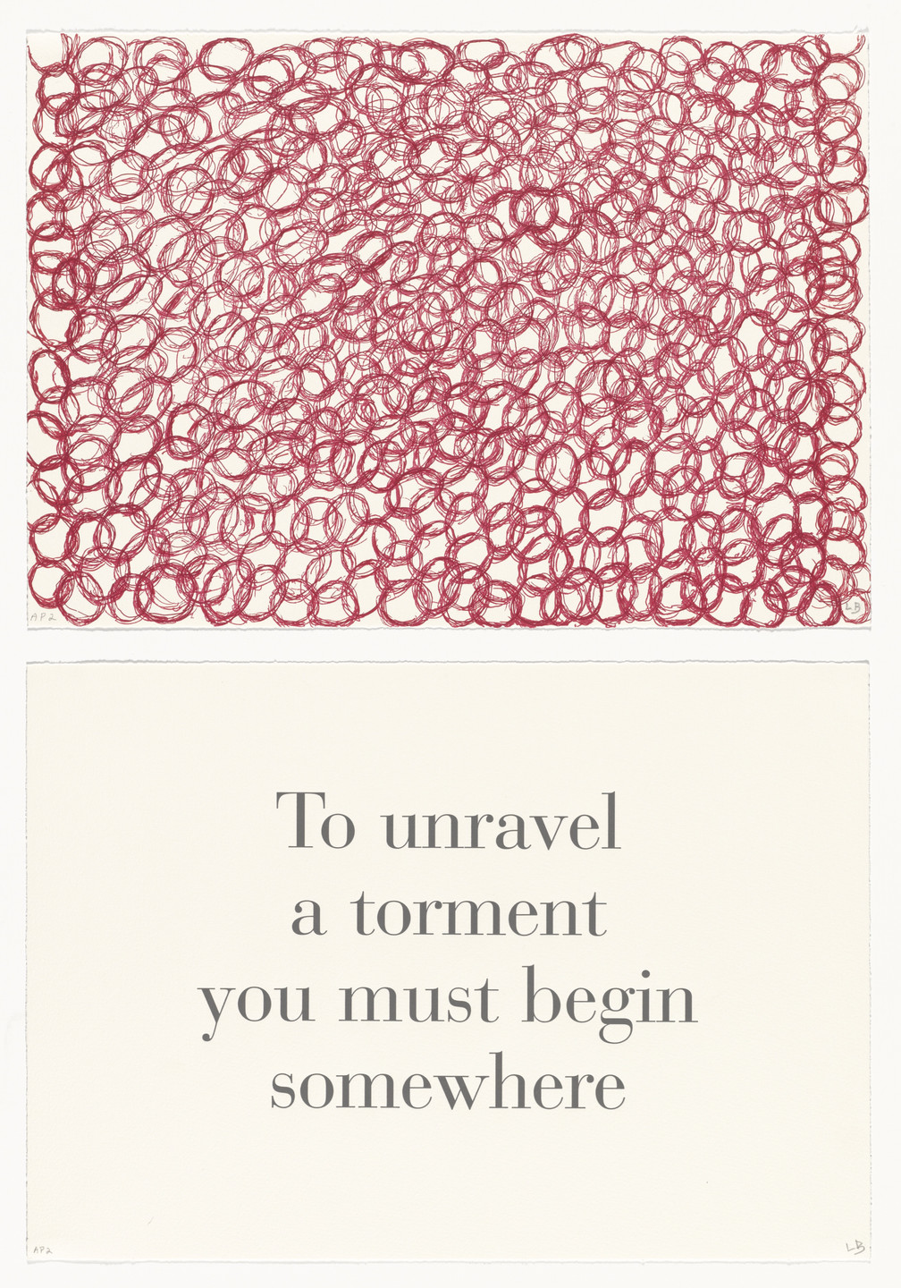 Louise Bourgeois. To Unravel a Torment You Must Begin Somewhere, no. 8 of 9, from the series, What Is the Shape of This Problem?. 1999