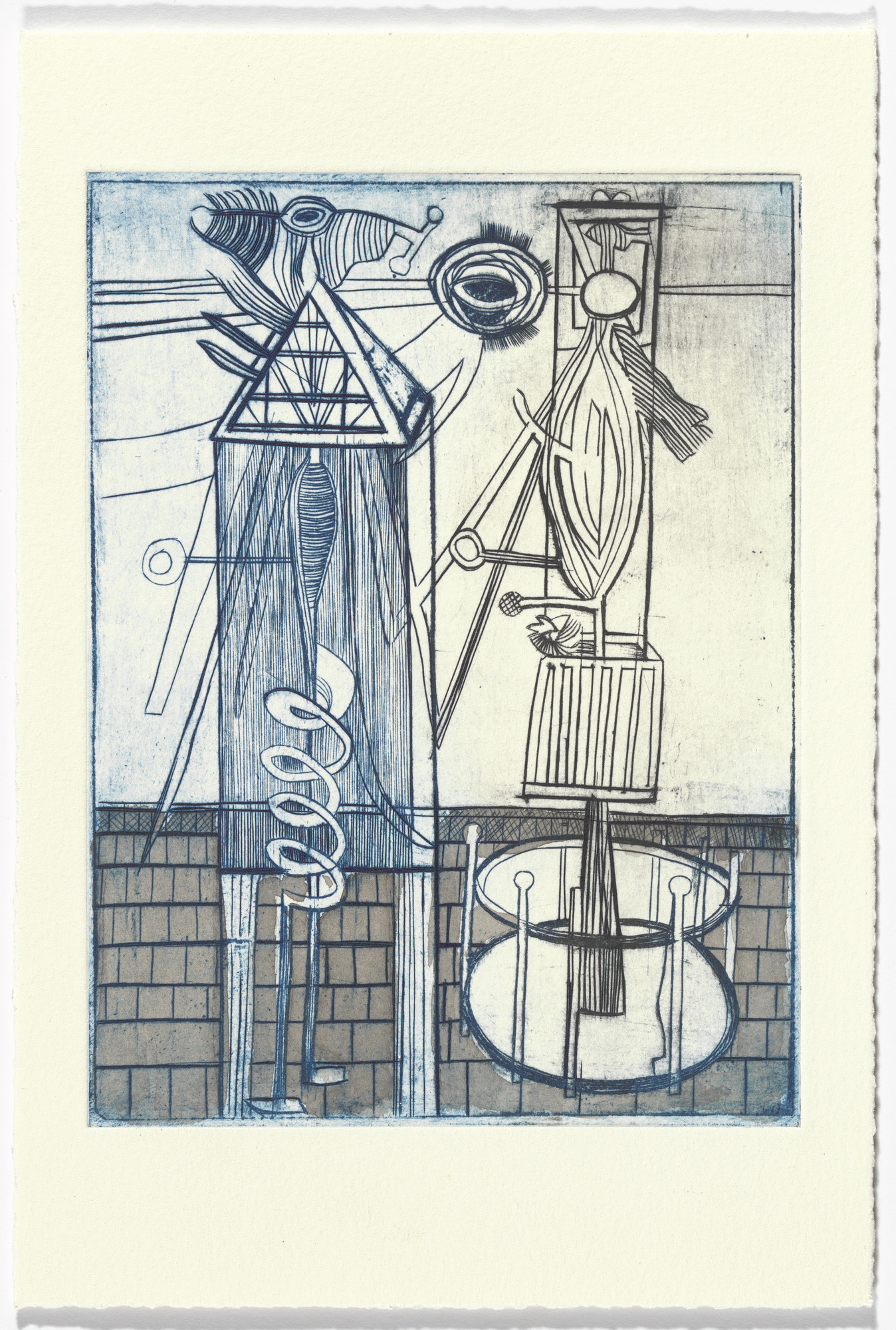 Louise Bourgeois. Plate 7 of 11, version 2 of 2, state III of IX, variant, from the illustrated book, He Disappeared into Complete Silence, second edition