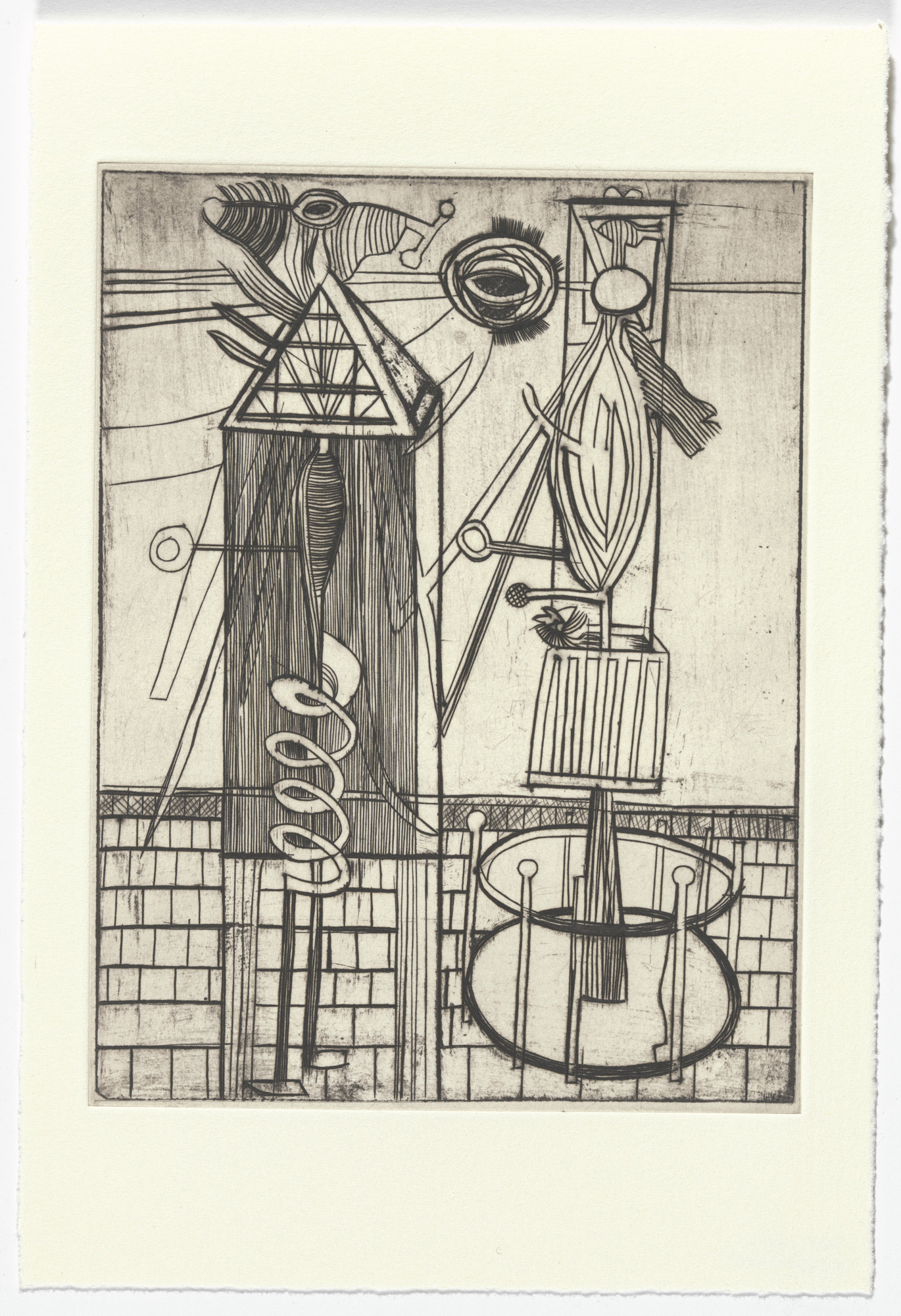 Louise Bourgeois. Plate 7 of 11, version 2 of 2, state VI of IX, from the illustrated book, He Disappeared into Complete Silence, second edition