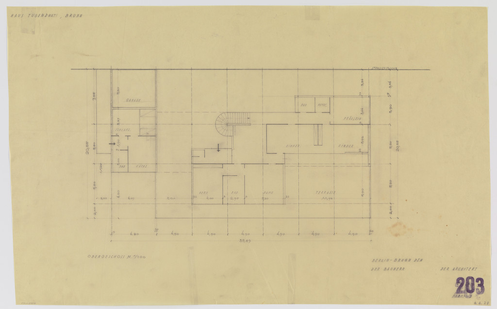 Tugendhat House, Brno, Czech Republic (Upper floor plan)