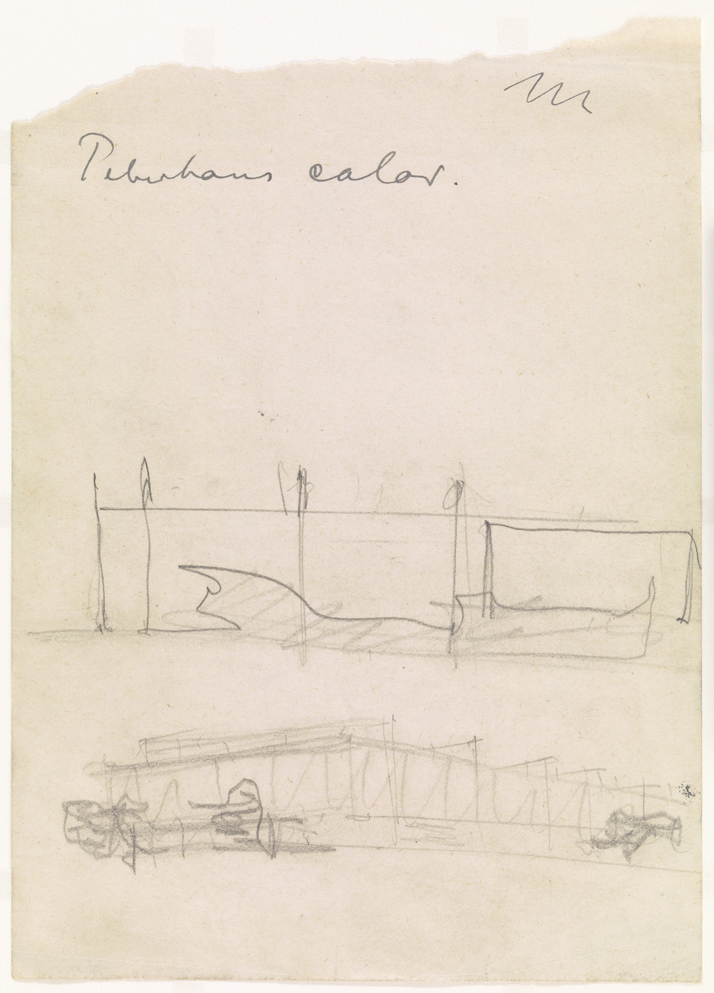 Ludwig Mies van der Rohe. National Theater, Mannheim, Germany, Exterior  perspective and longitudinal section. c. 1952-53 | MoMA