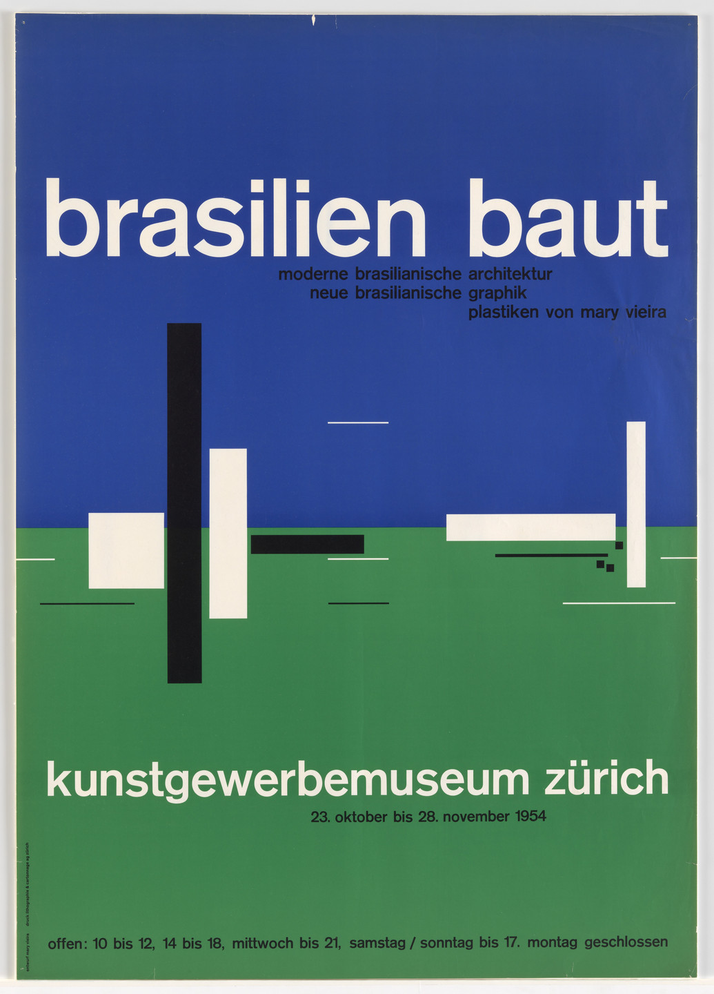 Mary Vieira. Brasilien Baut (Brazil builds) (Poster for an exhibition at the Kunstgewerbemuseum, Zürich). c. 1954