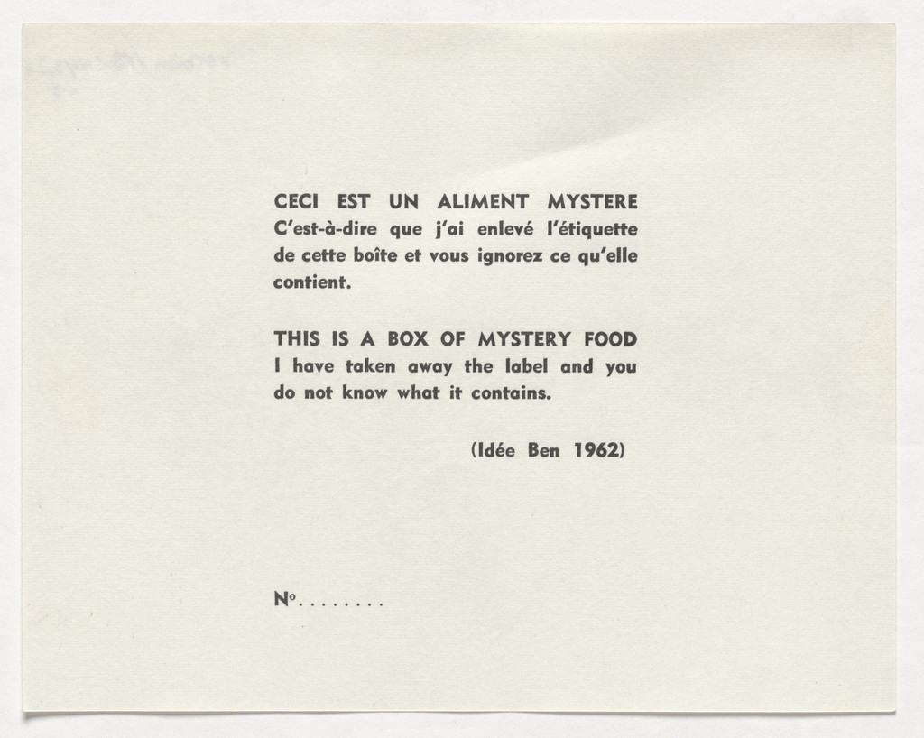 Label for Mystery Food