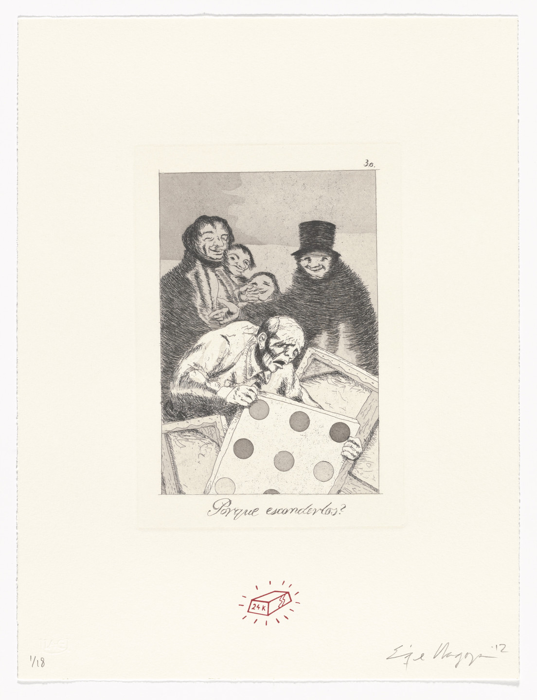 Enrique Chagoya. Porque esconderlos?/Why hide them? from Recurrent Goya. 2012